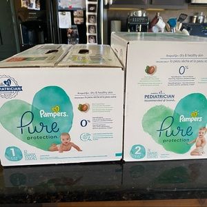 Pampers Pure Protection Diapers Box of Size 1 & 2